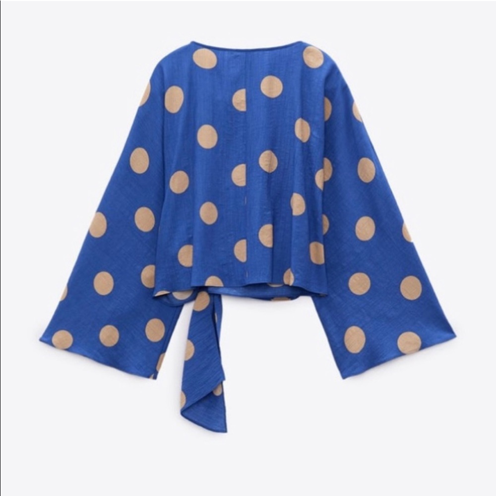 NWT Zara 2 Piece Polka Dot Linen Blouse and Pants Set - Picture 7 of 16
